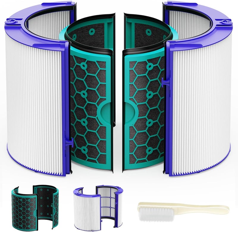 isingo TP04 Replacement Filter for Dyson TP04 HP04 DP04 TP05 DP05 Air Purifier Sealed Two Stage Pure Cool Fan Combi 360° Glass HEPA Filter & Activated Carbon Filter, #969048-01, Purple/Teal - Image 1